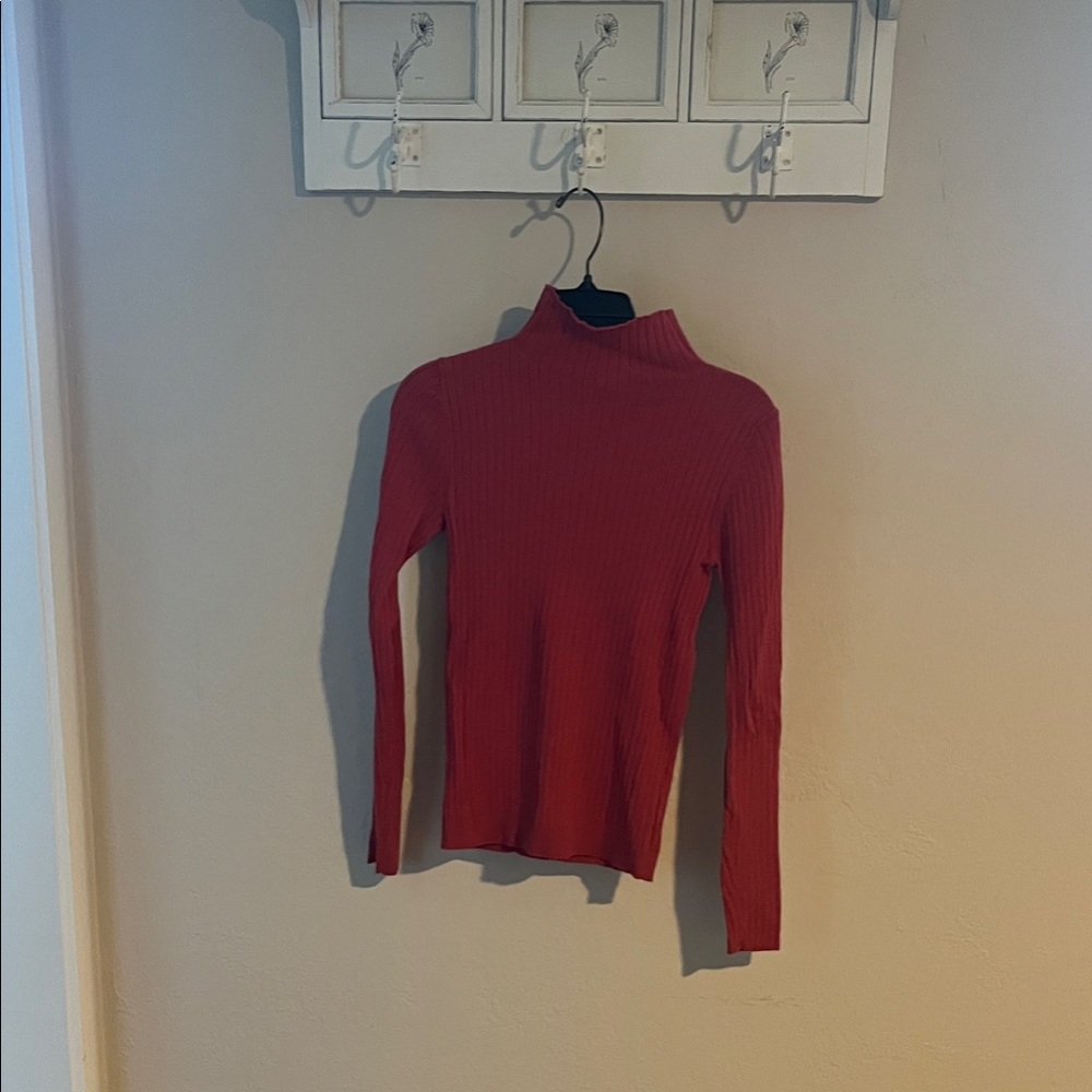 LOFT Red Long Sleeve Turtleneck Top